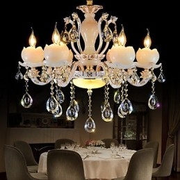Lampadario di cristallo e giada in lega di zinco stile europeo di lusso