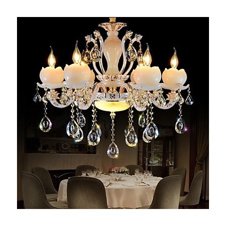Lampadario di cristallo e giada in lega di zinco stile europeo di lusso