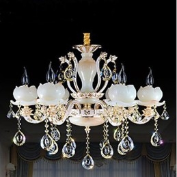 Lampadario di cristallo e giada in lega di zinco stile europeo di lusso