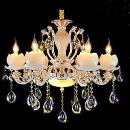 Lampadario di cristallo e giada in lega di zinco stile europeo di lusso