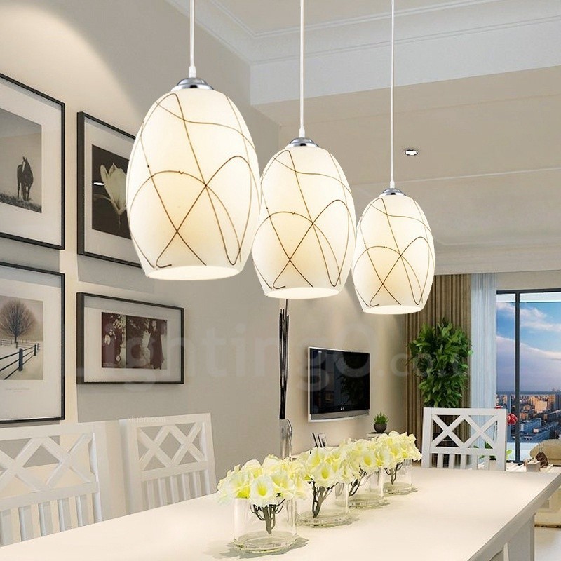 Lampada a sospensione moderna a 3 luci con LED integrato in metallo