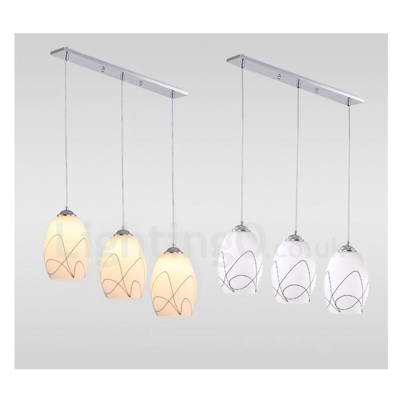 Lampada a sospensione moderna a 3 luci con LED integrato in metallo