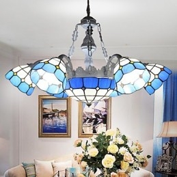 Lampadario mediterraneo creativo 6+1 con faretti frontali e lanterne