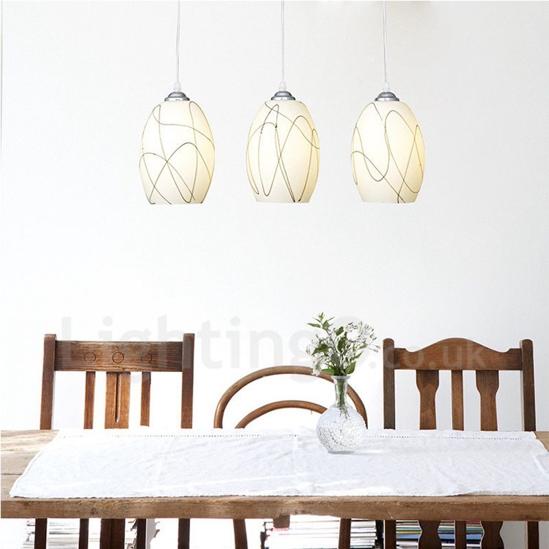 Lampada a sospensione moderna a 3 luci con LED integrato in metallo