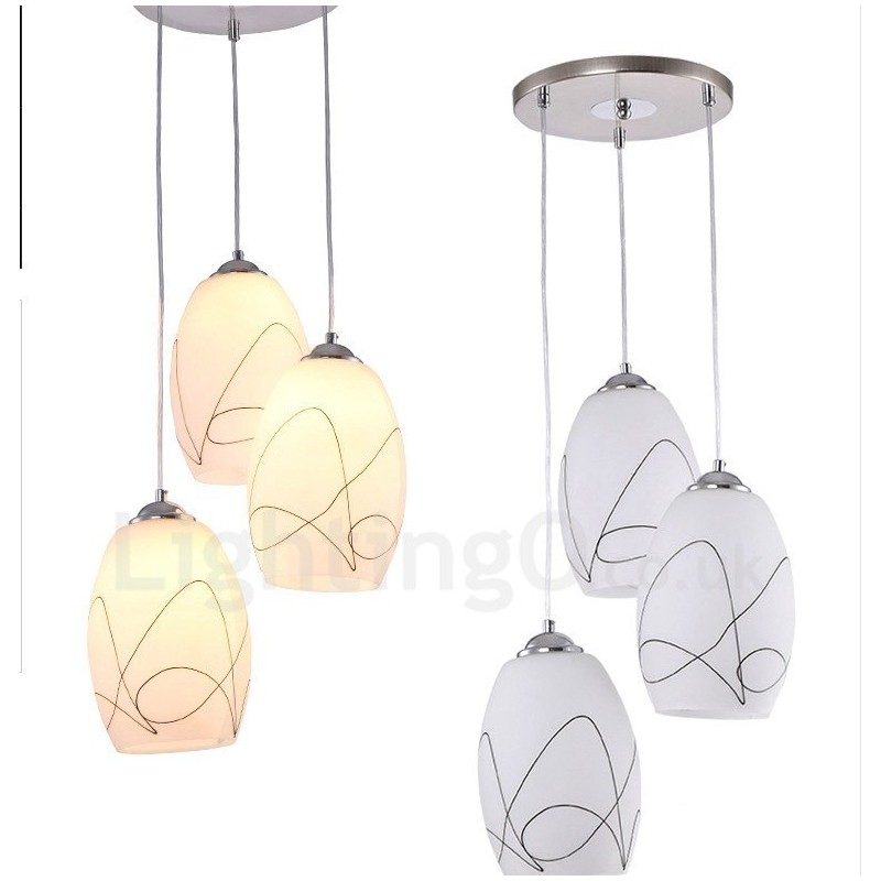 Lampada a sospensione moderna contemporanea in metallo con LED integrato 3 luci