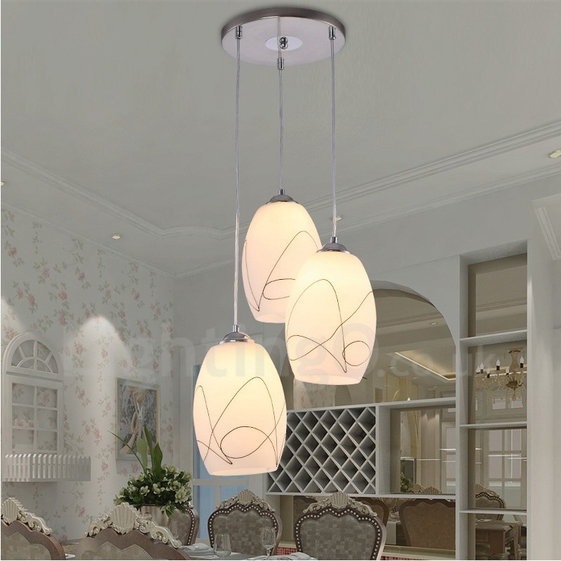 Lampada a sospensione moderna contemporanea in metallo con LED integrato 3 luci