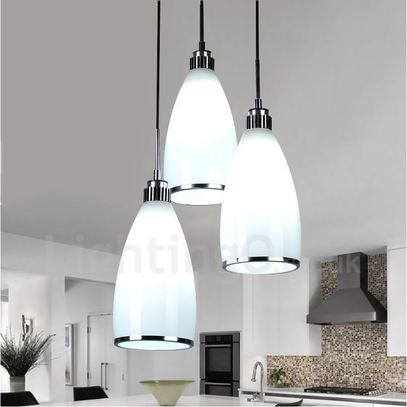 Lampada a sospensione moderna contemporanea in metallo con LED integrato a 3 luci