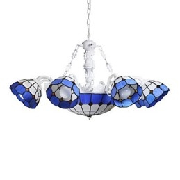 Lampadario mediterraneo creativo 6+1 con faretti frontali e lanterne