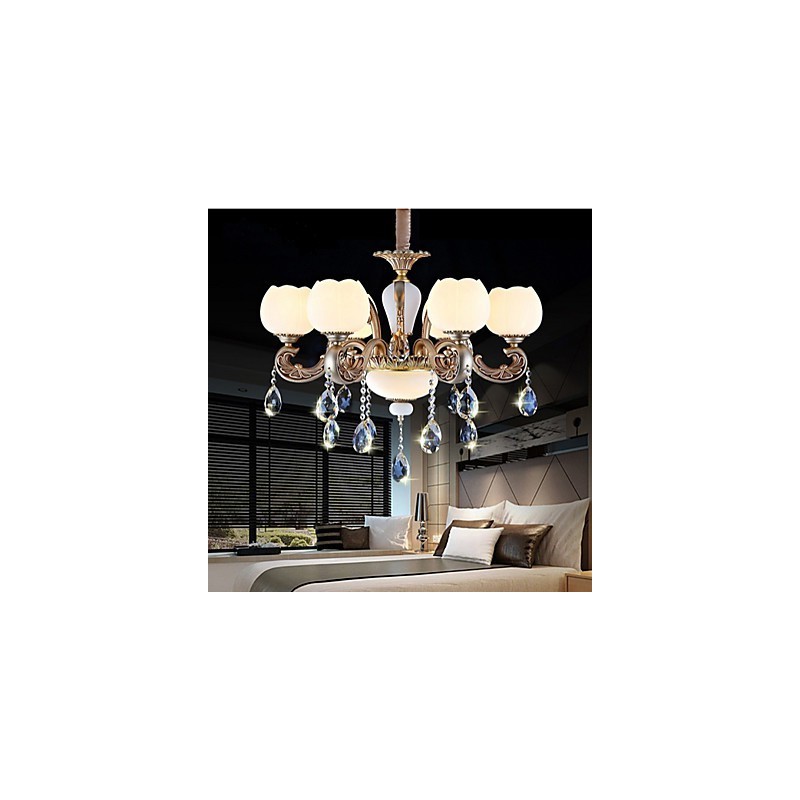 Lampadario a sospensione in cristallo stile europeo creativo coreano americano in lega di zinco
