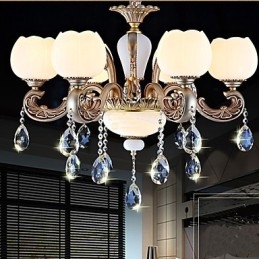 Lampadario a sospensione in cristallo stile europeo creativo coreano americano in lega di zinco