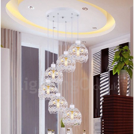 Lampada a sospensione rustica Rustic Lodge a 6 luci 20 x 20 cm