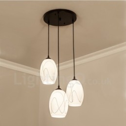 Lampada a sospensione rustica in metallo con LED integrato, 3 luci, 42 x 90 cm