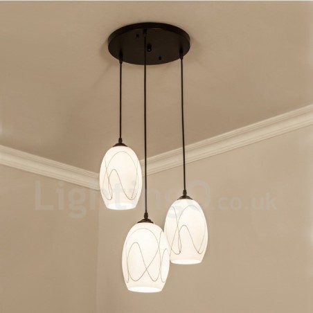 Lampada a sospensione rustica in metallo con LED integrato, 3 luci, 42 x 90 cm