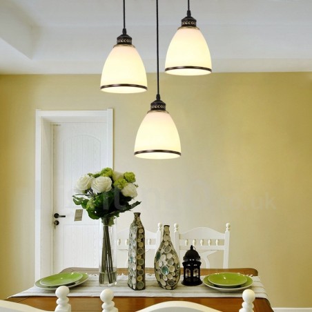 Lampada a sospensione Rustic Lodge in metallo a 3 luci con LED integrato