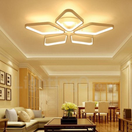 Lampada da soffitto moderna contemporanea a 5 luci LED integrato in metallo 53x9 cm