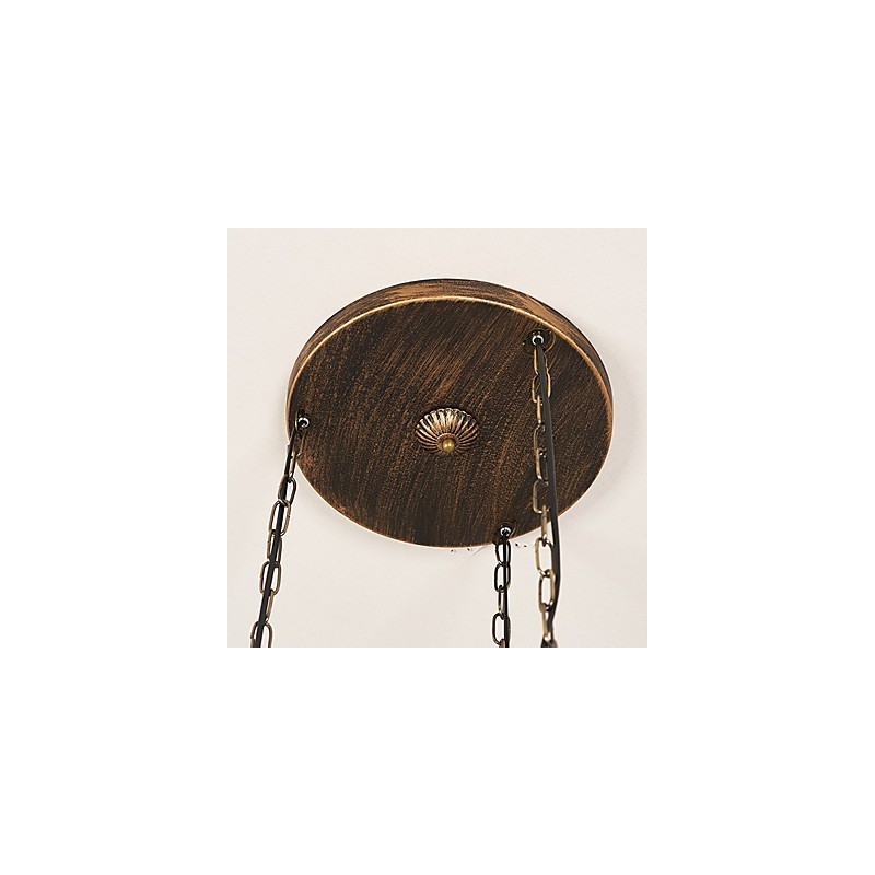 Lampada a sospensione rustica vintage in metallo e vetro, 3 lampadine E12/E14, 30 cm