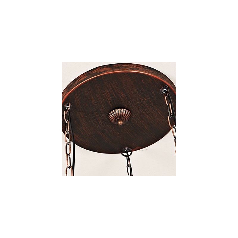 Lampadario a sospensione in metallo stile retrò rustico vintage con vetro, 3 lampadine E12/E14
