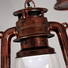 Lampadario a sospensione in metallo stile retrò rustico vintage con vetro, 3 lampadine E12/E14