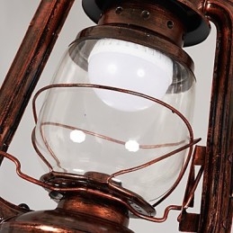 Lampadario a sospensione in metallo stile retrò rustico vintage con vetro, 3 lampadine E12/E14