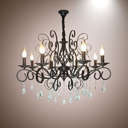 Lampadario in metallo e cristallo stile europeo a 8 luci
