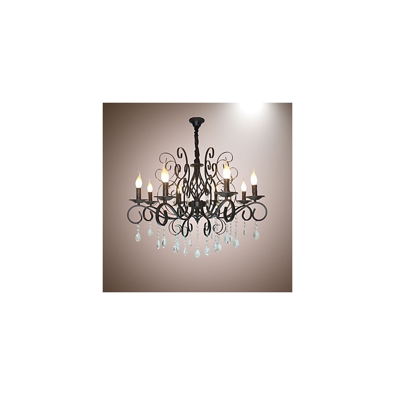 Lampadario in metallo e cristallo stile europeo a 8 luci