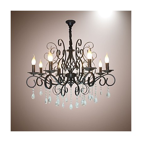 Lampadario in metallo e cristallo stile europeo a 8 luci