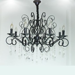 Lampadario in metallo e cristallo stile europeo a 8 luci