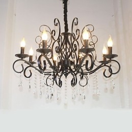 Lampadario in metallo e cristallo stile europeo a 8 luci