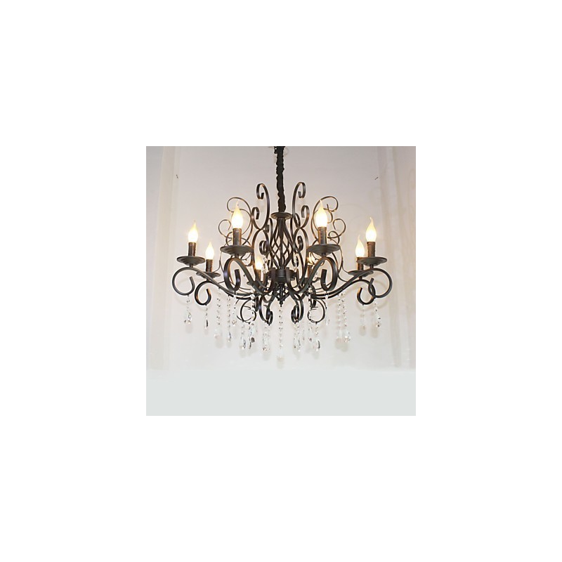 Lampadario in metallo e cristallo stile europeo a 8 luci
