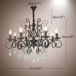 Lampadario in metallo e cristallo stile europeo a 8 luci