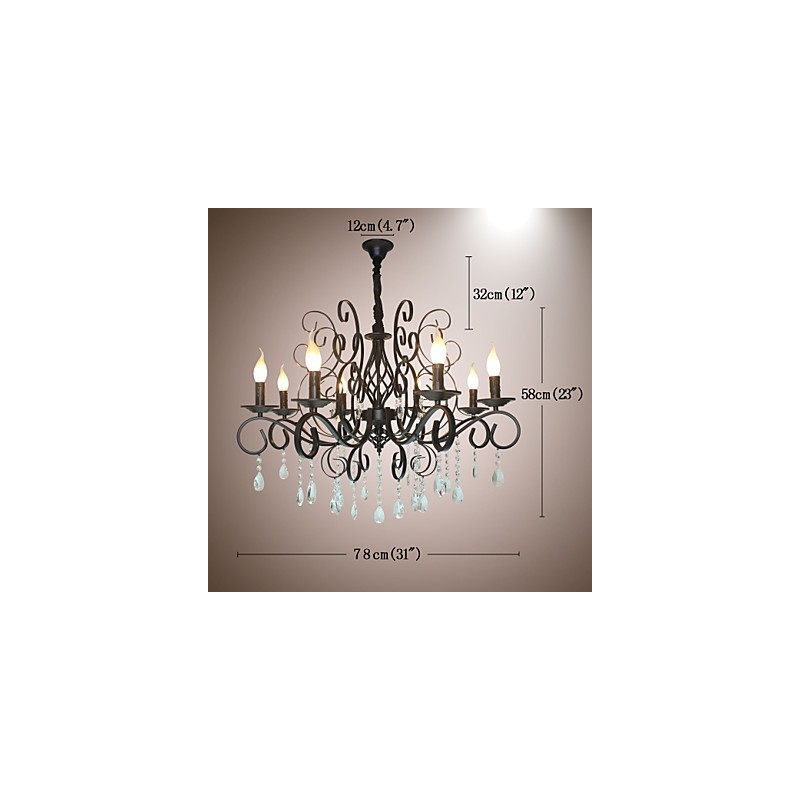 Lampadario in metallo e cristallo stile europeo a 8 luci