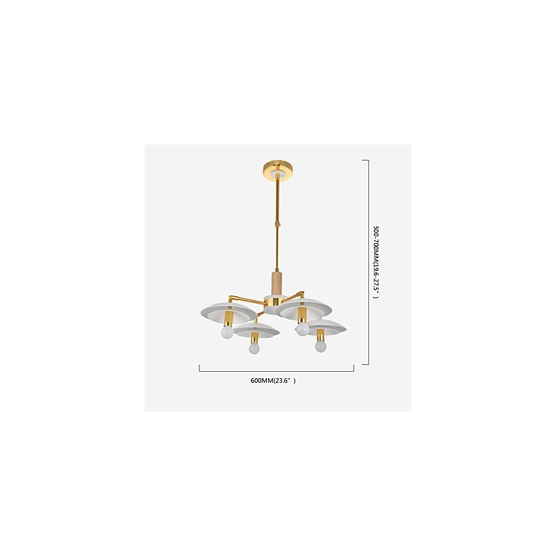 Lampadario mini a 4 luci E12/E14, metallo, catena regolabile