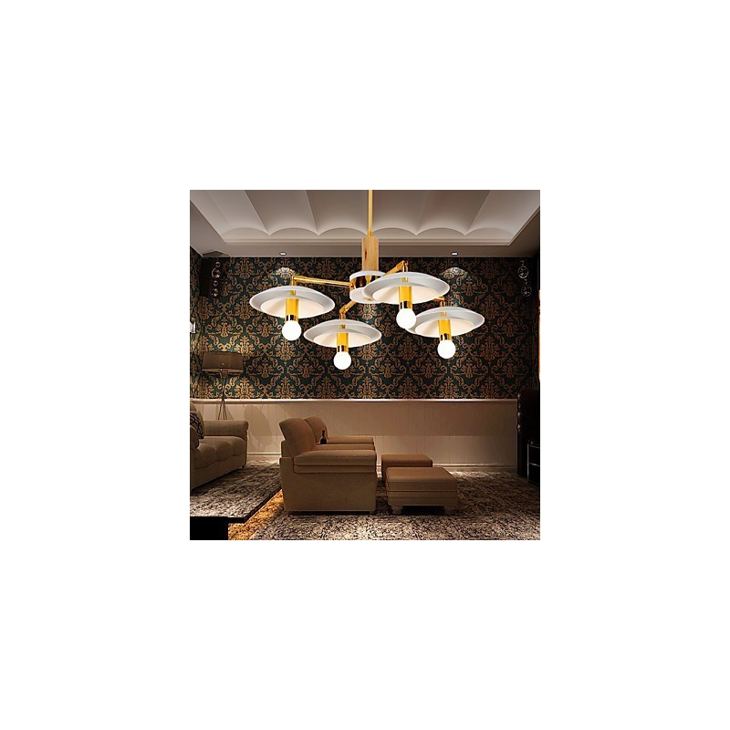 Lampadario mini a 4 luci E12/E14, metallo, catena regolabile