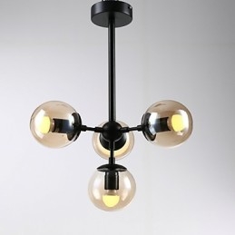 Lampadario classico retrò in metallo e vetro, 4 luci, E26/E27