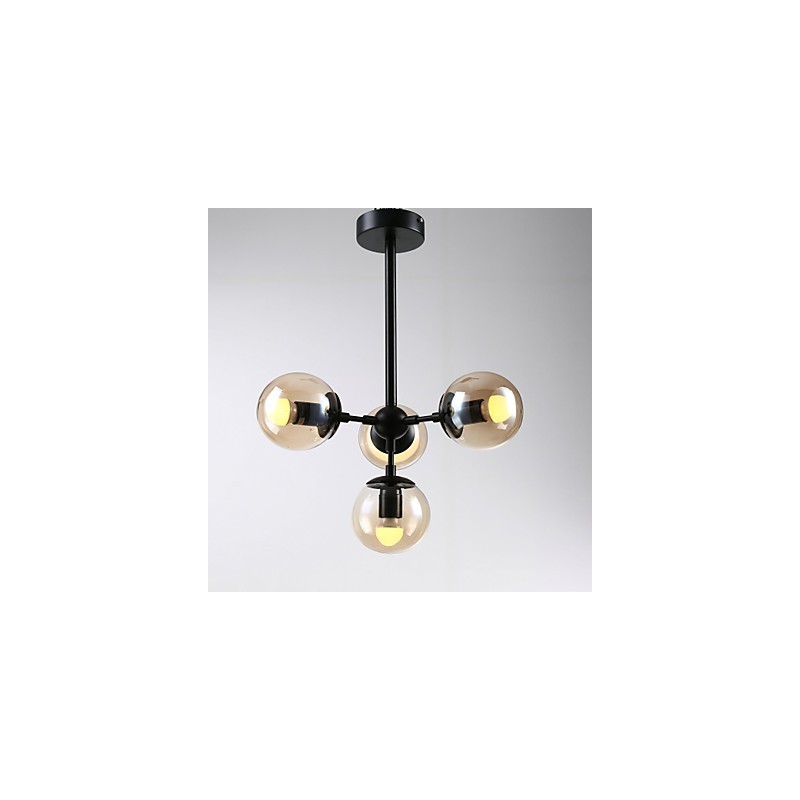 Lampadario classico retrò in metallo e vetro, 4 luci, E26/E27