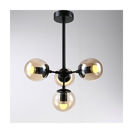 Lampadario classico retrò in metallo e vetro, 4 luci, E26/E27
