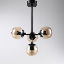 Lampadario classico retrò in metallo e vetro, 4 luci, E26/E27