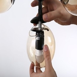 Lampadario classico retrò in metallo e vetro, 4 luci, E26/E27