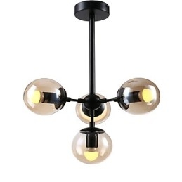 Lampadario classico retrò in metallo e vetro, 4 luci, E26/E27
