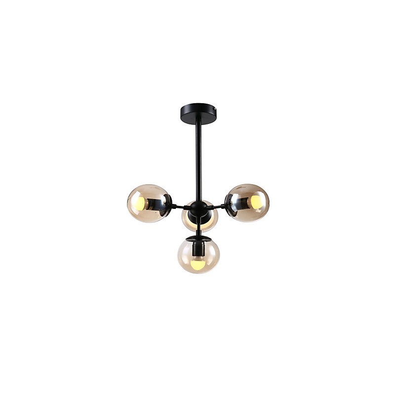 Lampadario classico retrò in metallo e vetro, 4 luci, E26/E27