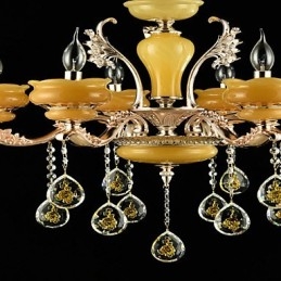 Lampadario classico tradizionale in lega di zinco con cristalli, 6 luci, E12/E14