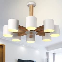 Lampadario a 8 luci in legno stile country tradizionale classico moderno contemporaneo vintage