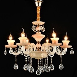 Lampadario classico contemporaneo in metallo elettroplaccato con cristallo, 8 luci E12/E14