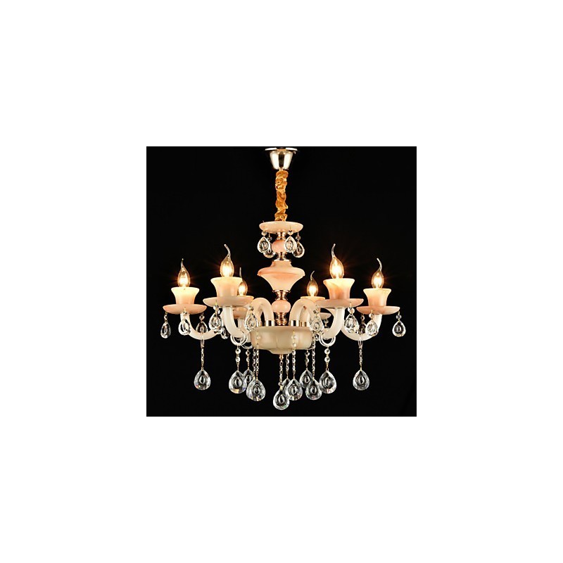 Lampadario classico contemporaneo in metallo elettroplaccato con cristallo, 8 luci E12/E14
