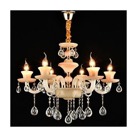 Lampadario classico contemporaneo in metallo elettroplaccato con cristallo, 8 luci E12/E14
