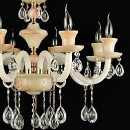 Lampadario classico contemporaneo in metallo elettroplaccato con cristallo, 8 luci E12/E14