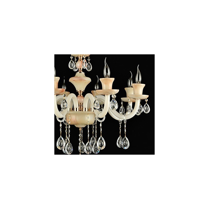 Lampadario classico contemporaneo in metallo elettroplaccato con cristallo, 8 luci E12/E14