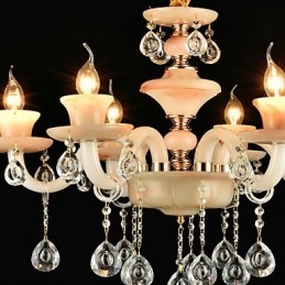 Lampadario classico contemporaneo in metallo elettroplaccato con cristallo, 8 luci E12/E14