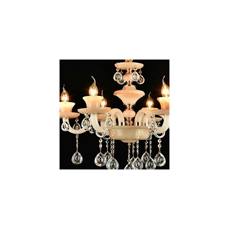 Lampadario classico contemporaneo in metallo elettroplaccato con cristallo, 8 luci E12/E14