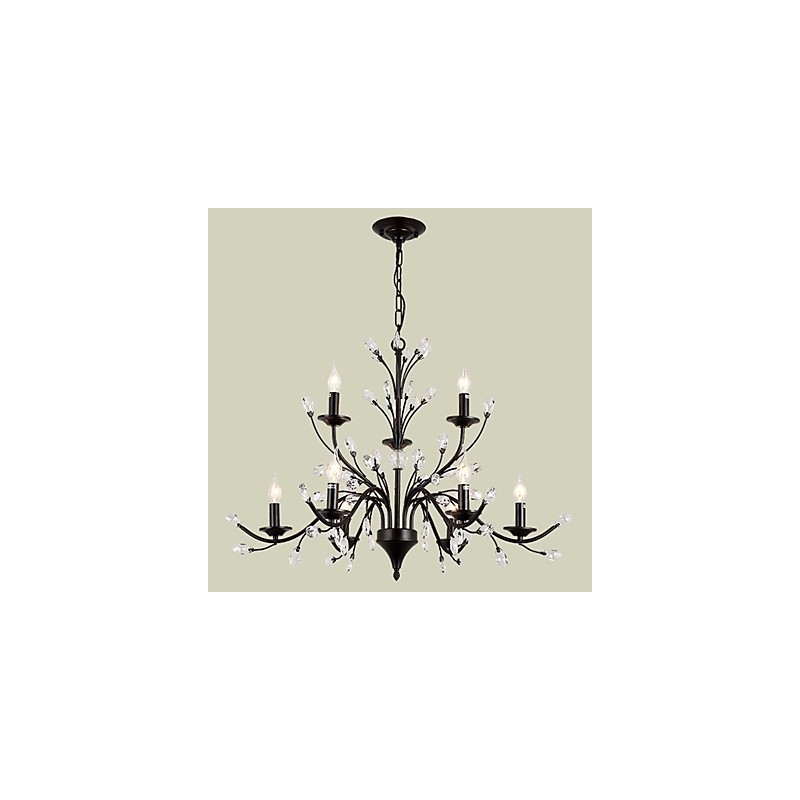 Lampadario in cristallo a 9 luci moderno contemporaneo vintage retrò classico country dipinto